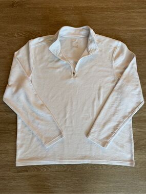 Antigua Men's White Waffle Knit Quarter-Zip Pullover Sweater